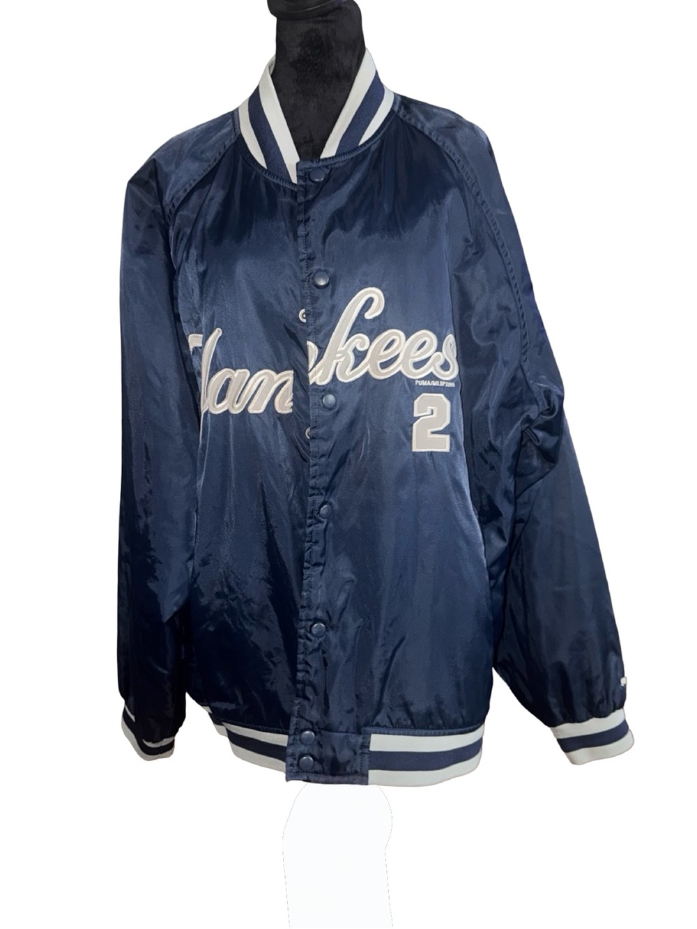 00s MLB NEW YORK YANKEES DEREK JETER PUMA 2000 SATIN BOMBER JACKET SIZE XL